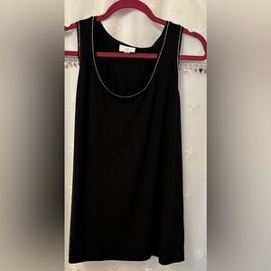 J Jill Black Sleeveless Top With Silver Accent at Neckline and around Arms.